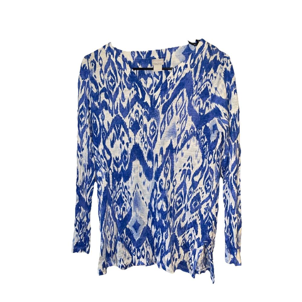 Chico’s Ladies Long Sleeve Boho Style Blouse Sz Medium (8)